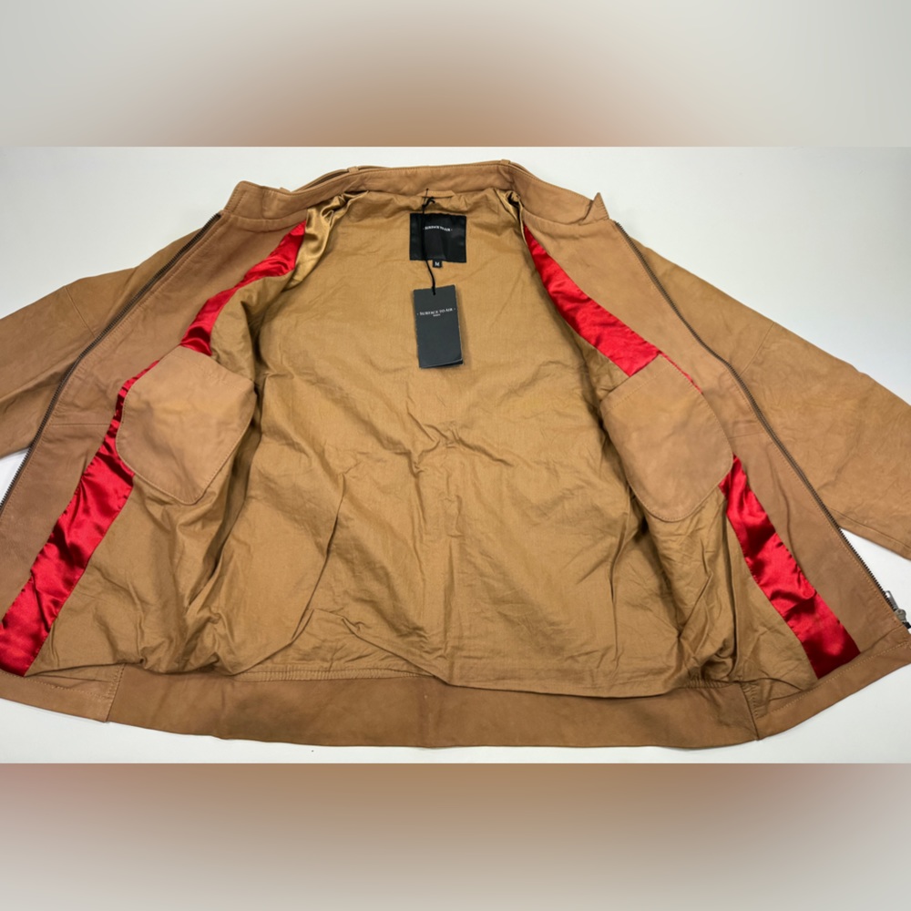 Surface to Air Seasaw Biker Jacket Tan Nubuck Leather Motorcycle Neck Straps M - Picture 3 of 16